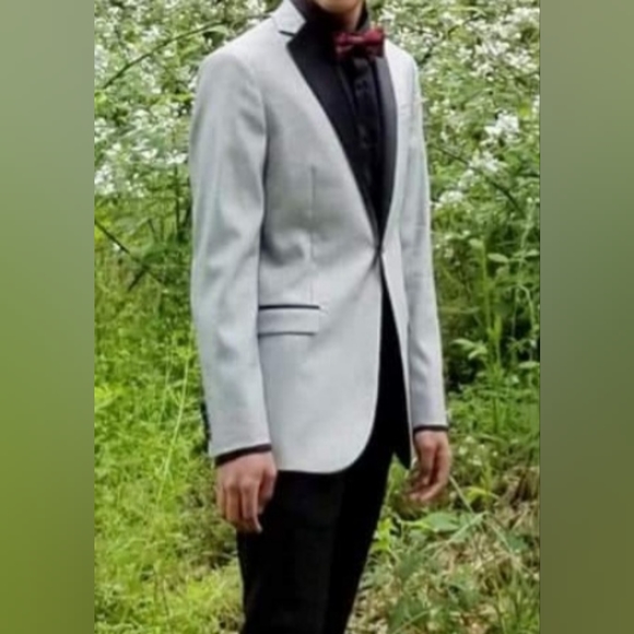 Dinner Jacket Blazer Silver metallic threads Formal NICE! Prom wedding cruise - Picture 3 of 5